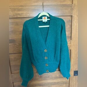 Teal Button-Up Women's Sweater